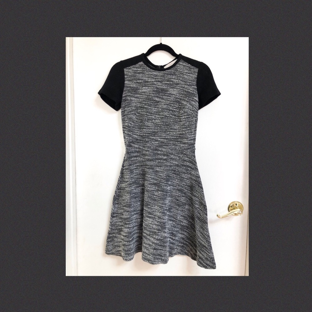 ANN TAYLOR flare skirt dress with contrast sleeves